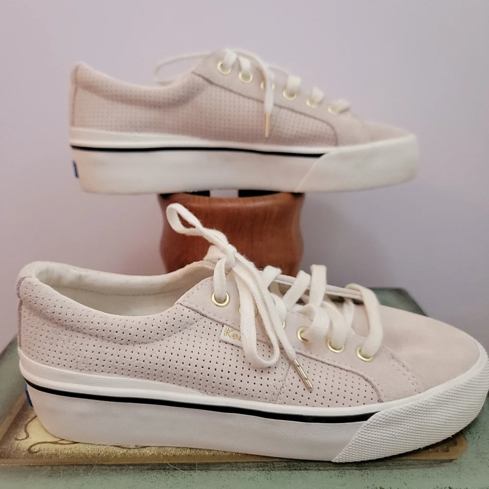 Keds Light Tan Suede Platform Sneakers Size 7 - Picture 3 of 9